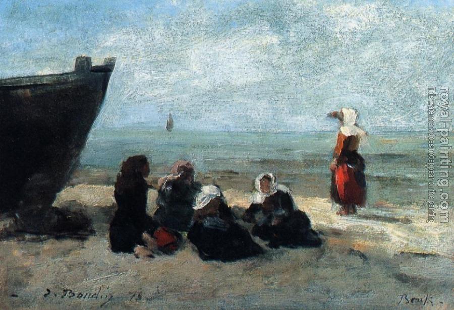 Eugene Boudin : Fisherwives Waiting for the Boats to Return